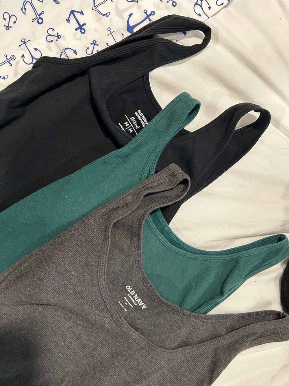 Old Navy Ribbed maternity Tank Tops — Black, Teal, Charcoal